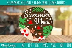 Summer Welcome Door Hangers SVG | Summer Round Signs SVG Product Image 2