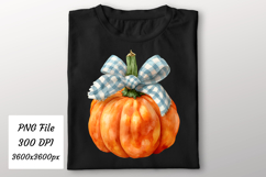 Watercolor Pumpkin Check Bow Png | Fall Png Product Image 2