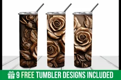 Tooled Rose Tumbler Wrap | 3d Golden Rose Tumbler | 3d Rose Product Image 2