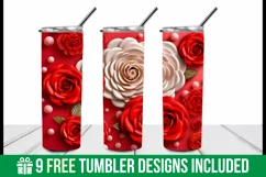 3d Red Rose Tumbler Sublimation | 3d Rose Tumbler Wrap Product Image 2