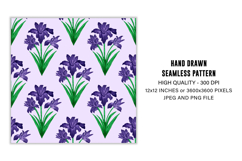 Watercolor Iris Flower Seamless Pattern | Digital Papern Product Image 2