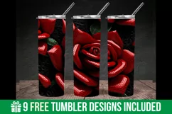 3d Red Rose Flower Tumbler Design, 3D Flowers Tumbler Wrap Product Image 2