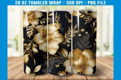 Black and Gold Floral Tumbler | Floral tumbler wrap Product Image 2