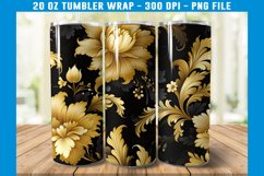 Black and Gold Floral Tumbler | Floral tumbler wrap Product Image 2