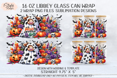 Moo I Mean Boo Cow Ghost 16 oz Glass Can Wrap PNG Product Image 5