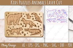 Kids Animals Puzzle Laser Cut SVG | Wooden Montessori Animal Product Image 2
