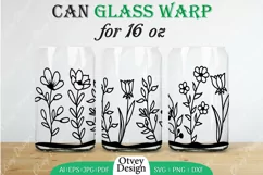 WildFlowers Wrap for 16 oz Glass Can Wrap SVG Cut File Product Image 2