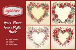 Heart flower frame digital paper Product Image 1