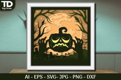 Halloween Scene 3D ShadowBox Layered Papercut SVG Product Image 2