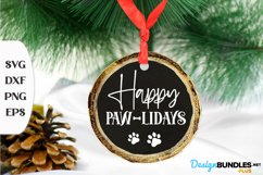 Happy Pawlidays, Christmas Ornament, Christmas Svg, Paw Svg Product Image 1