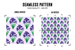 Watercolor Iris Flower Seamless Pattern | Digital Papern Product Image 3