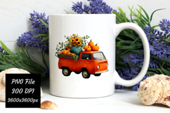 Watercolor Fall Pumpkin Truck Png | Fall Png Product Image 3