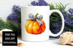 Watercolor Pumpkin Check Bow Png | Fall Png Product Image 3