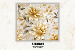 3D White and Gold Floral Tumbler Wrap | 3D Floral Tumbler Product Image 3