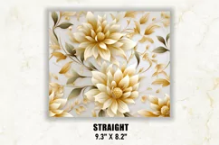 3D White and Gold Floral Tumbler Wrap | 3D Floral Tumbler Product Image 3