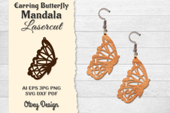 Earring Butterfly Mandala Lasercut Product Image 1
