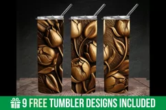 3d Golden Tulip Flower Tumbler | Tooled Tulip Flower Tumbler Product Image 3