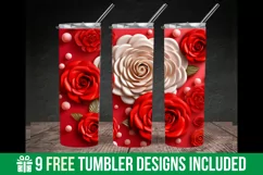 3d Red Rose Tumbler Sublimation | 3d Rose Tumbler Wrap Product Image 3