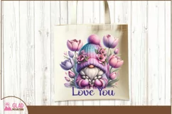 Love you Gnome, Mother's Day floral tulip gnome sublimation Product Image 3