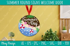 Summer Welcome Door Hangers SVG | Summer Round Signs SVG Product Image 3