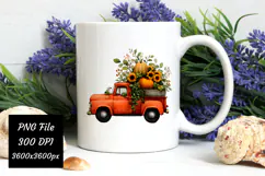 Watercolor Fall Pumpkin Truck Png | Fall Png Product Image 3