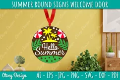 Summer Welcome Door Hangers SVG | Summer Round Signs SVG Product Image 3