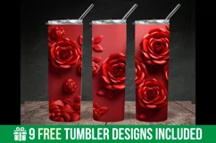 3d Red Rose Tumbler Sublimation | 3d Rose Tumbler Wrap Product Image 3