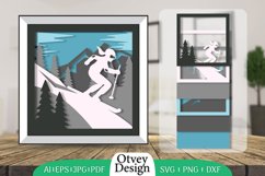 Ski 3D Shadowbox Layered Papercut Product Image 1