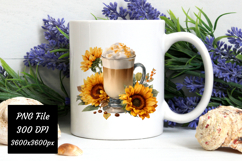Watercolor Fall Coffee Latte Png | Fall Latte Png Product Image 3