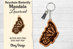 Keychain Butterfly Mandala Lasercut Product Image 1