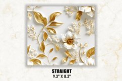 3D White and Gold Floral Tumbler Wrap | 3D Floral Tumbler Product Image 3