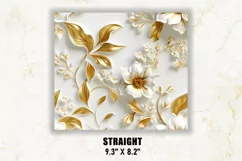 3D White and Gold Floral Tumbler Wrap | 3D Floral Tumbler Product Image 3