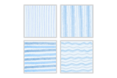Watercolor Blue Stripes Digital Paper Patterns Product Image 3