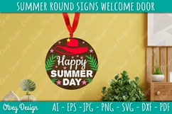 Summer Welcome Door Hangers SVG | Summer Round Signs SVG Product Image 3