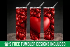 3d Red Heart Tumbler Wrap | 3d heart tumbler | 3d heart Wrap Product Image 3