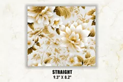 3D White and Gold Floral Tumbler Wrap | 3D Floral Tumbler Product Image 3