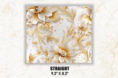 3D White and Gold Floral Tumbler Wrap | 3D Floral Tumbler Product Image 3