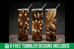 3d Tooled Gold Floral Tumbler Wrap | 3d Floral Tumbler Wrap Product Image 3