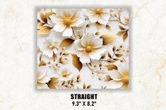 3D White and Gold Floral Tumbler Wrap | 3D Floral Tumbler Product Image 3