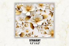 3D White and Gold Floral Tumbler Wrap | 3D Floral Tumbler Product Image 3