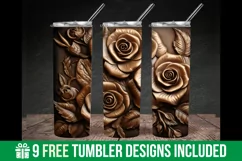 Tooled Rose Tumbler Wrap | 3d Golden Rose Tumbler | 3d Rose Product Image 3