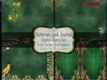 Green Victorian Gothic Junk Journal, Floral Diary Papers Product Image 3