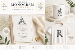 Baroque Floral Monogram Alphabet SVG Bundle A-Z Product Image 3