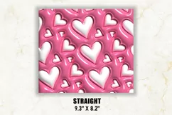 3D Inflated Hearts Tumbler Wrap PNG | 3D Puff Tumbler Wrap Product Image 3