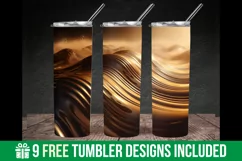 3d Golden Wave Tumbler Wrap |3d waves tumbler | 3d Tumbler Product Image 3