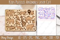Kids Animals Puzzle Laser Cut SVG | Wooden Montessori Animal Product Image 2