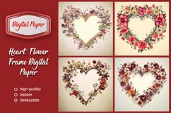 Heart flower frame digital paper Product Image 1