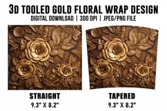 3d Golden Floral Tumbler Wrap |3d Tooled Floral Tumbler Wrap Product Image 4