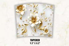 3D White and Gold Floral Tumbler Wrap | 3D Floral Tumbler Product Image 4