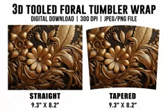 3d Tooled Gold Floral Tumbler Wrap | 3d Floral Tumbler Wrap Product Image 4